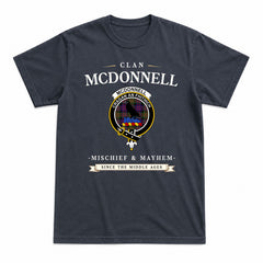 McDonnell of Glengarry Modern Tartan Crest Mischief and Mayhem T-shirt