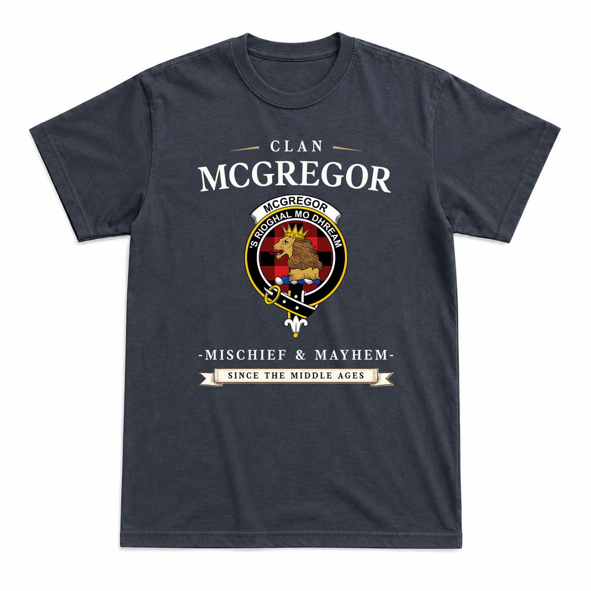 McGregor Rob Roy Modern Tartan Crest Mischief and Mayhem T-shirt