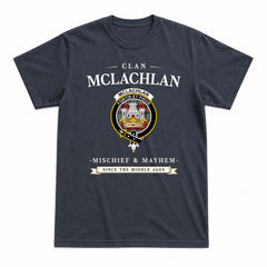 McLachlan Weathered Tartan Crest Mischief and Mayhem T-shirt