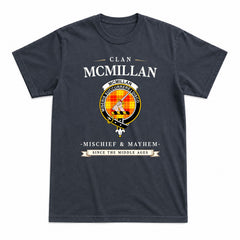 McMillan Clan Tartan Crest Mischief and Mayhem T-shirt