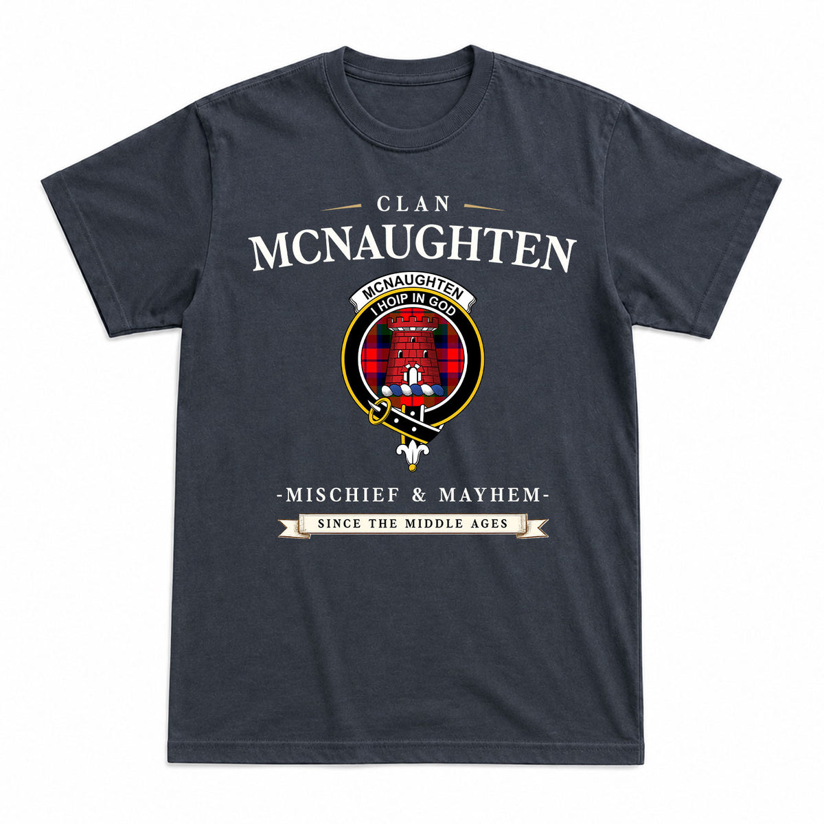 McNaughten Tartan Crest Mischief and Mayhem T-shirt