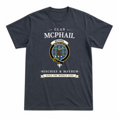 McPhail Hunting Ancient Tartan Crest Mischief and Mayhem T-shirt