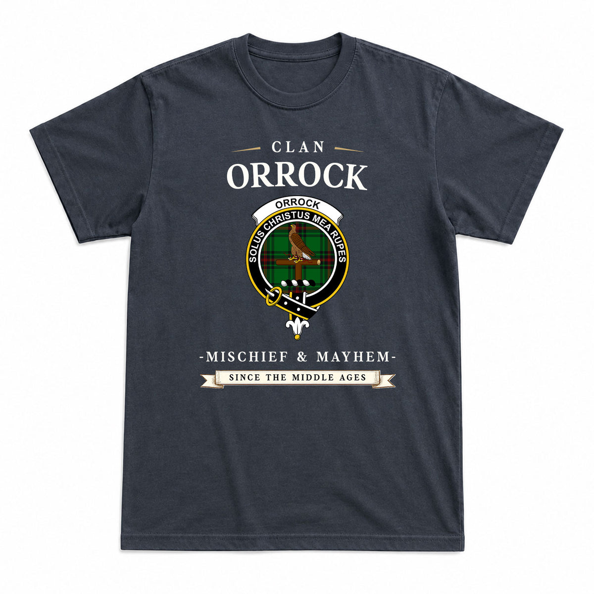 Orrock Tartan Crest Mischief and Mayhem T-shirt
