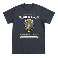 Robertson Ancient Tartan Crest Mischief and Mayhem T-shirt