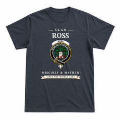 Ross Hunting Modern Tartan Crest Mischief and Mayhem T-shirt