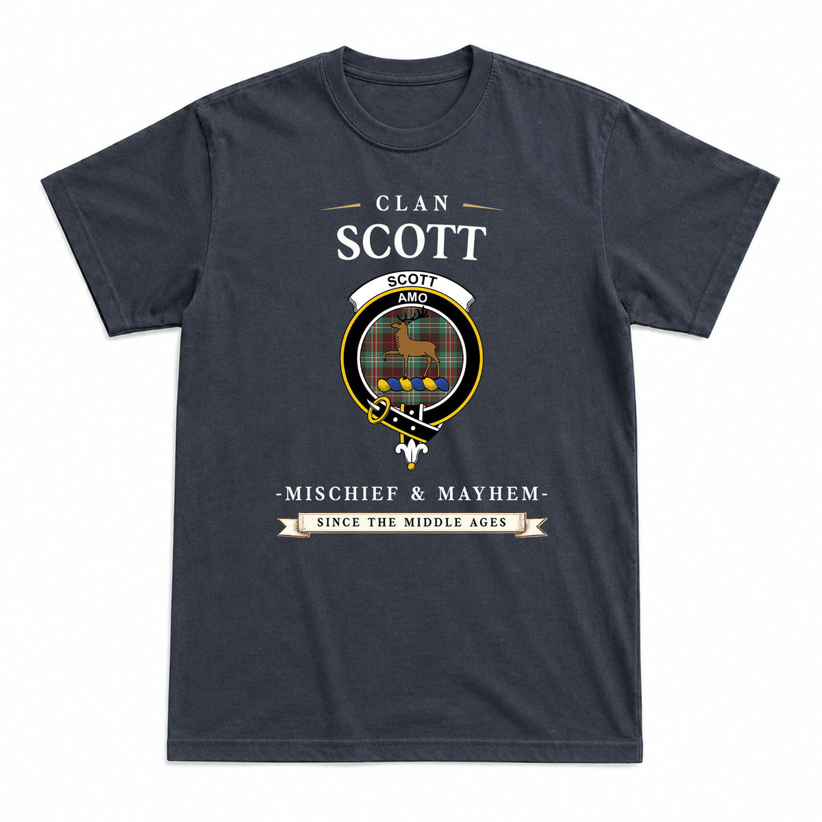 Scott Brown Ancient Tartan Crest Mischief and Mayhem T-shirt