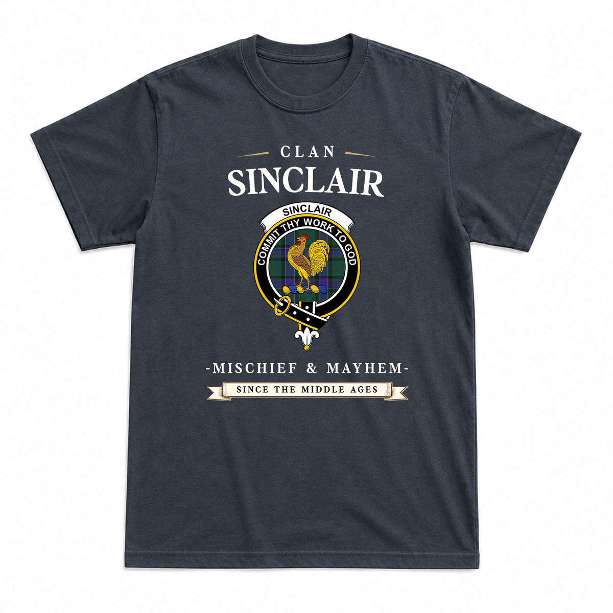 Sinclair Hunting Modern Tartan Crest Mischief and Mayhem T-shirt