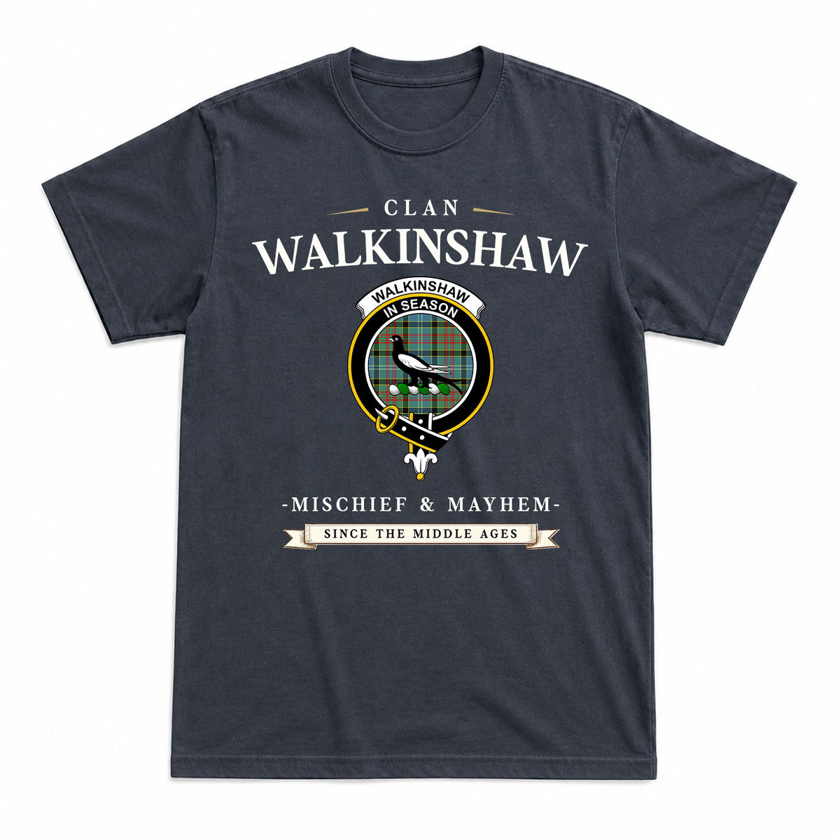 Walkinshaw Tartan Crest Mischief and Mayhem T-shirt