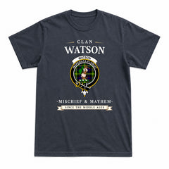 Watson Modern Tartan Crest Mischief and Mayhem T-shirt