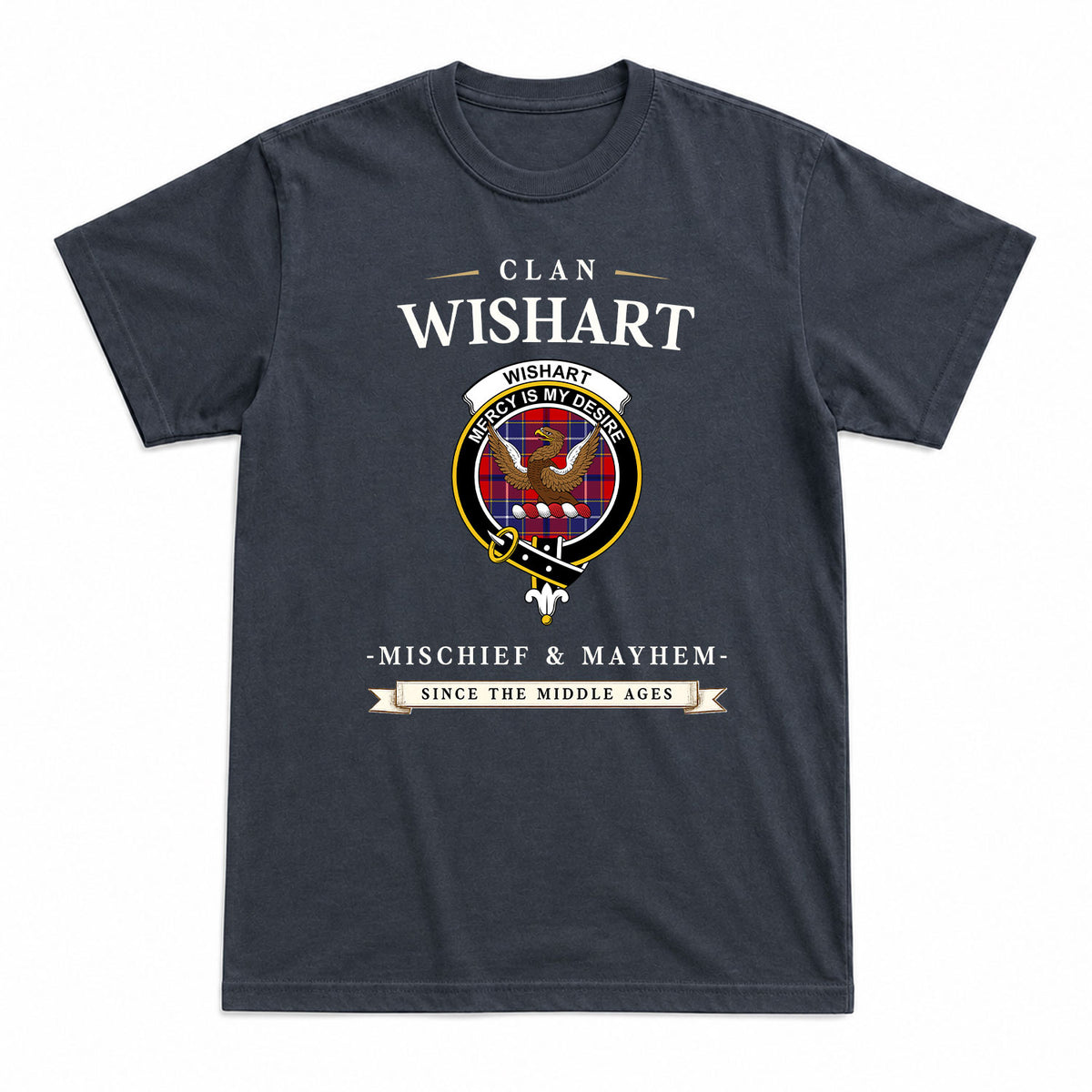 Wishart Dress Tartan Crest Mischief and Mayhem T-shirt