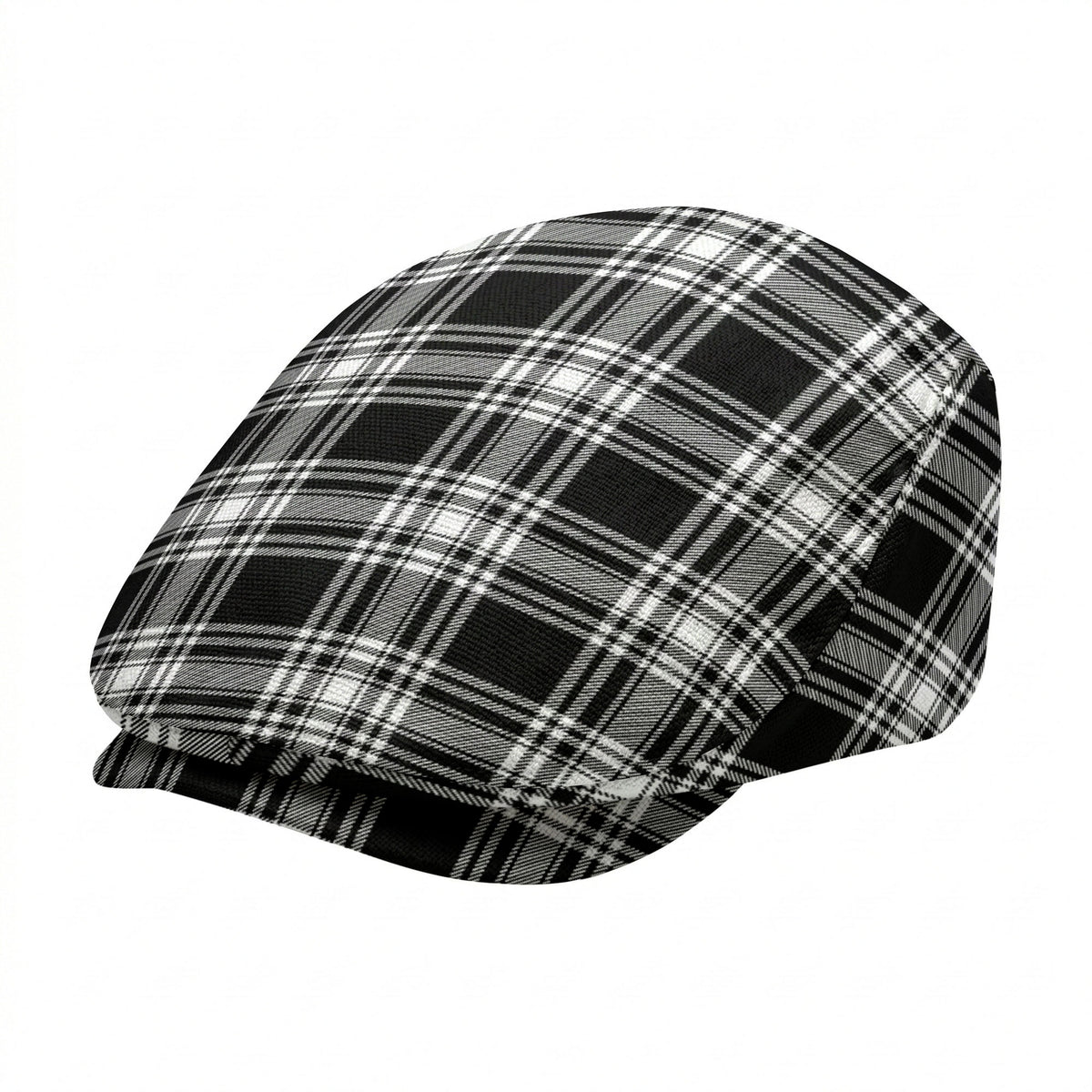 Menzies Black - White Modern Tartan Flat Caps