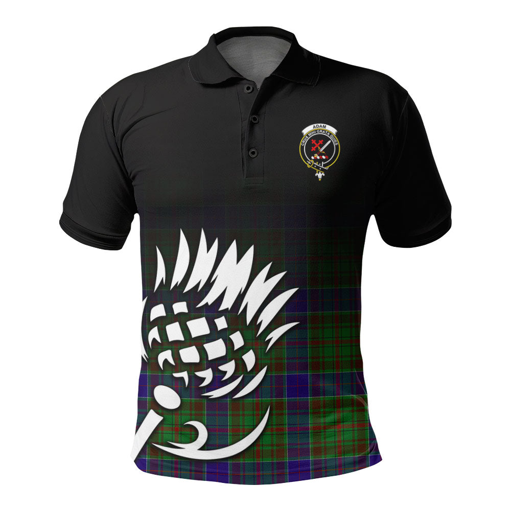 Adam Tartan Crest Polo Shirt - Thistle Black Style