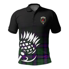 Arbuthnot Modern Tartan Crest Polo Shirt - Thistle Black Style