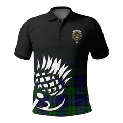 Bannatyne Tartan Crest Polo Shirt - Thistle Black Style