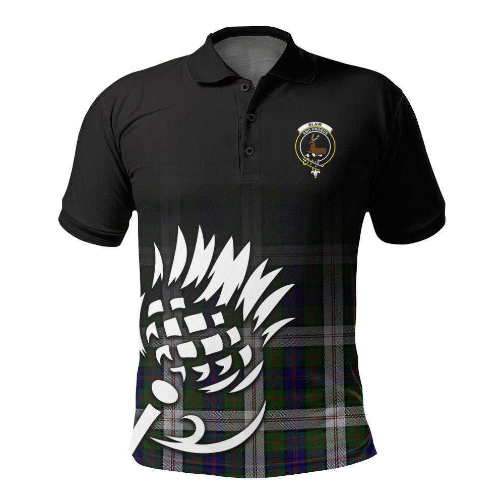 Blair Dress Tartan Crest Polo Shirt - Thistle Black Style