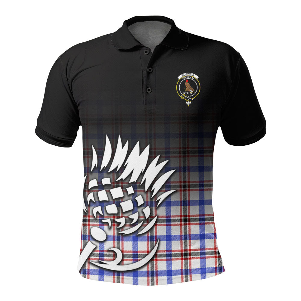 Boswell Modern Tartan Crest Polo Shirt - Thistle Black Style