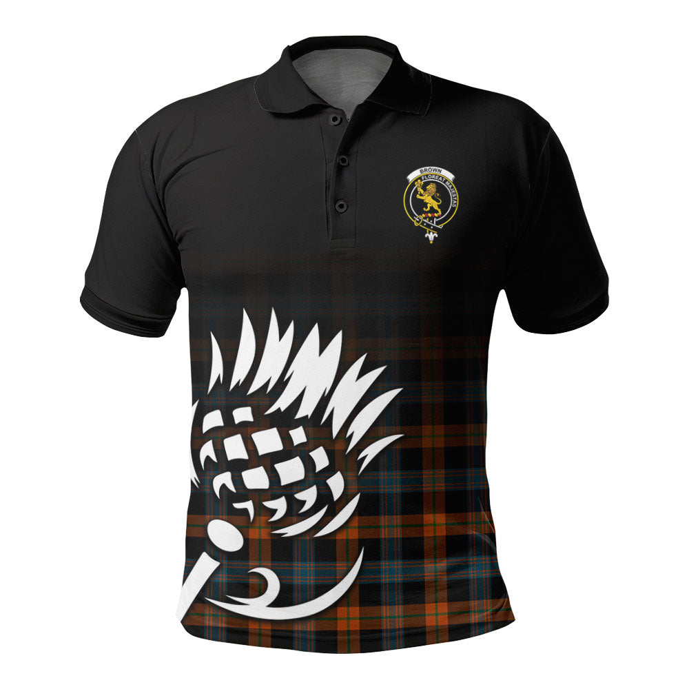 Brown Ancient Tartan Crest Polo Shirt - Thistle Black Style
