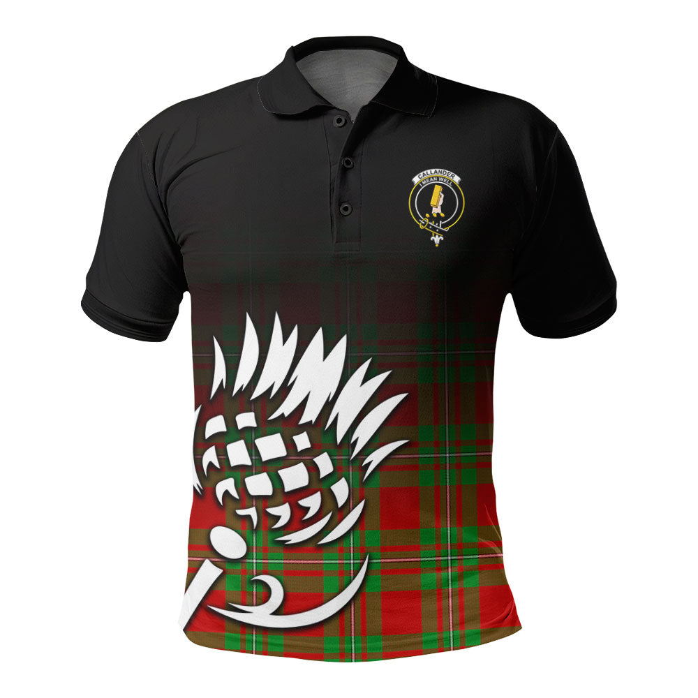 Callander Tartan Crest Polo Shirt - Thistle Black Style