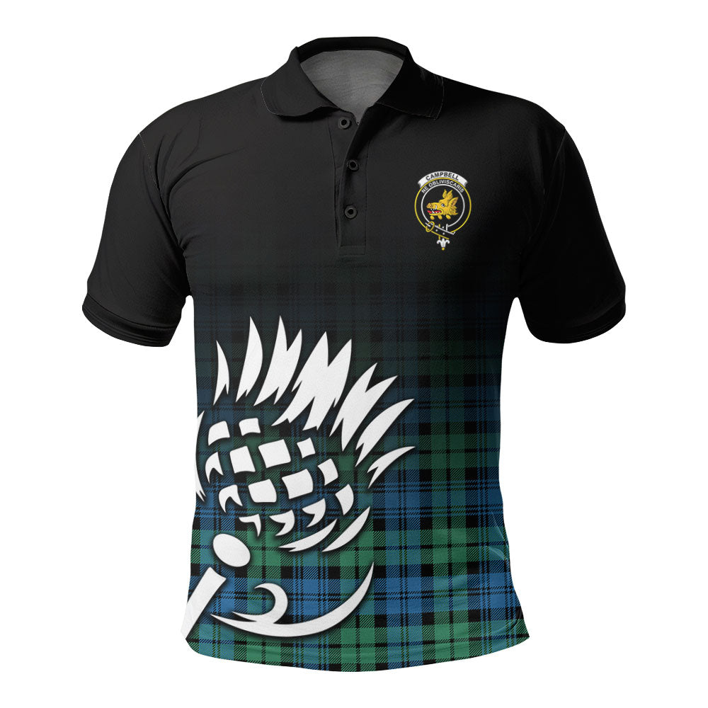 Campbell Ancient 01 Tartan Crest Polo Shirt - Thistle Black Style