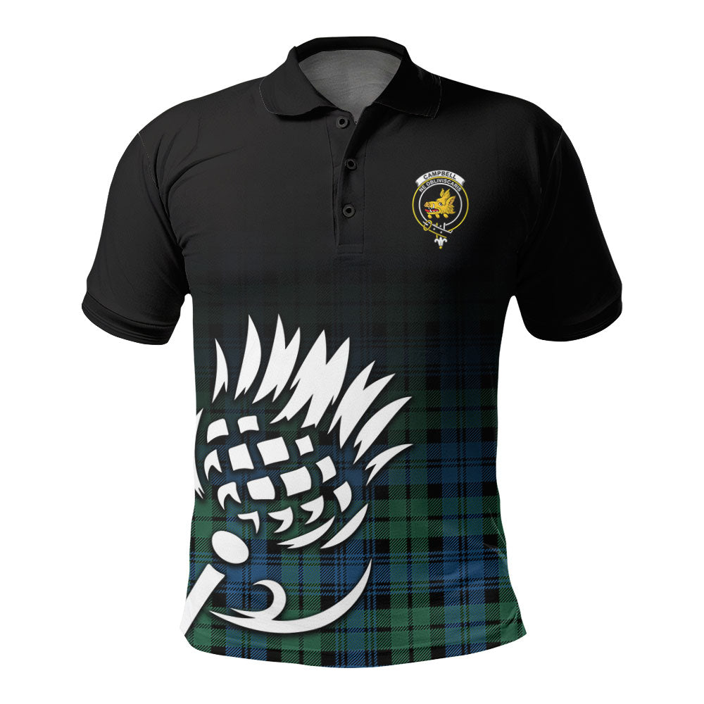 Campbell Ancient 02 Tartan Crest Polo Shirt - Thistle Black Style