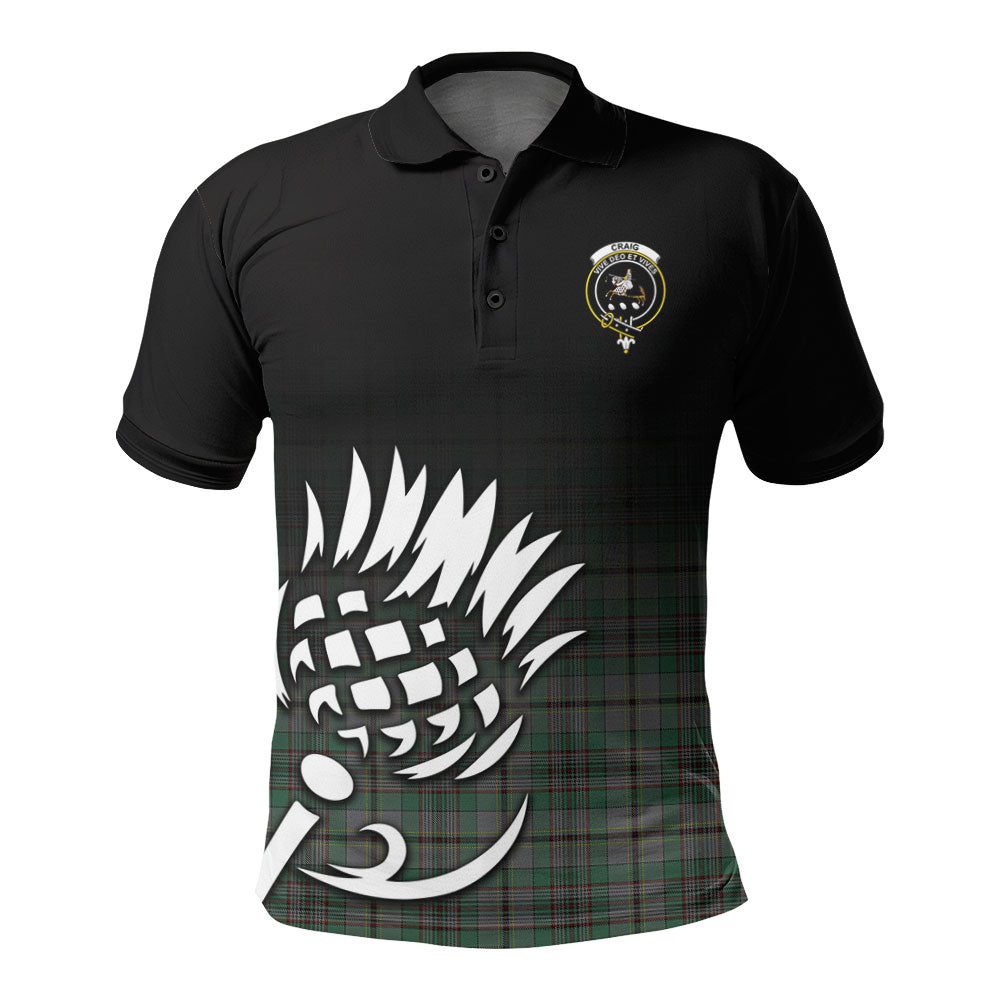Craig Tartan Crest Polo Shirt - Thistle Black Style