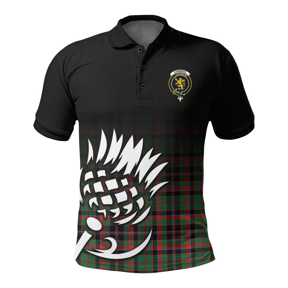 Cumming Hunting Ancient Tartan Crest Polo Shirt - Thistle Black Style