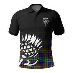 Dalrymple Tartan Crest Polo Shirt - Thistle Black Style