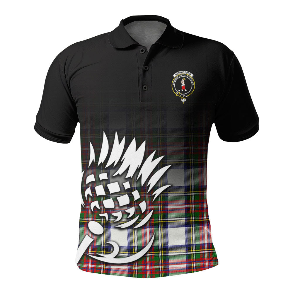 Dennistoun Tartan Crest Polo Shirt - Thistle Black Style
