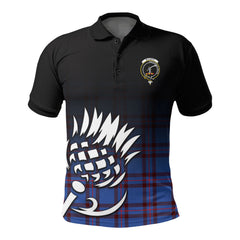Elliott Modern Tartan Crest Polo Shirt - Thistle Black Style
