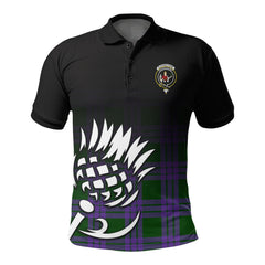 Elphinstone Tartan Crest Polo Shirt - Thistle Black Style