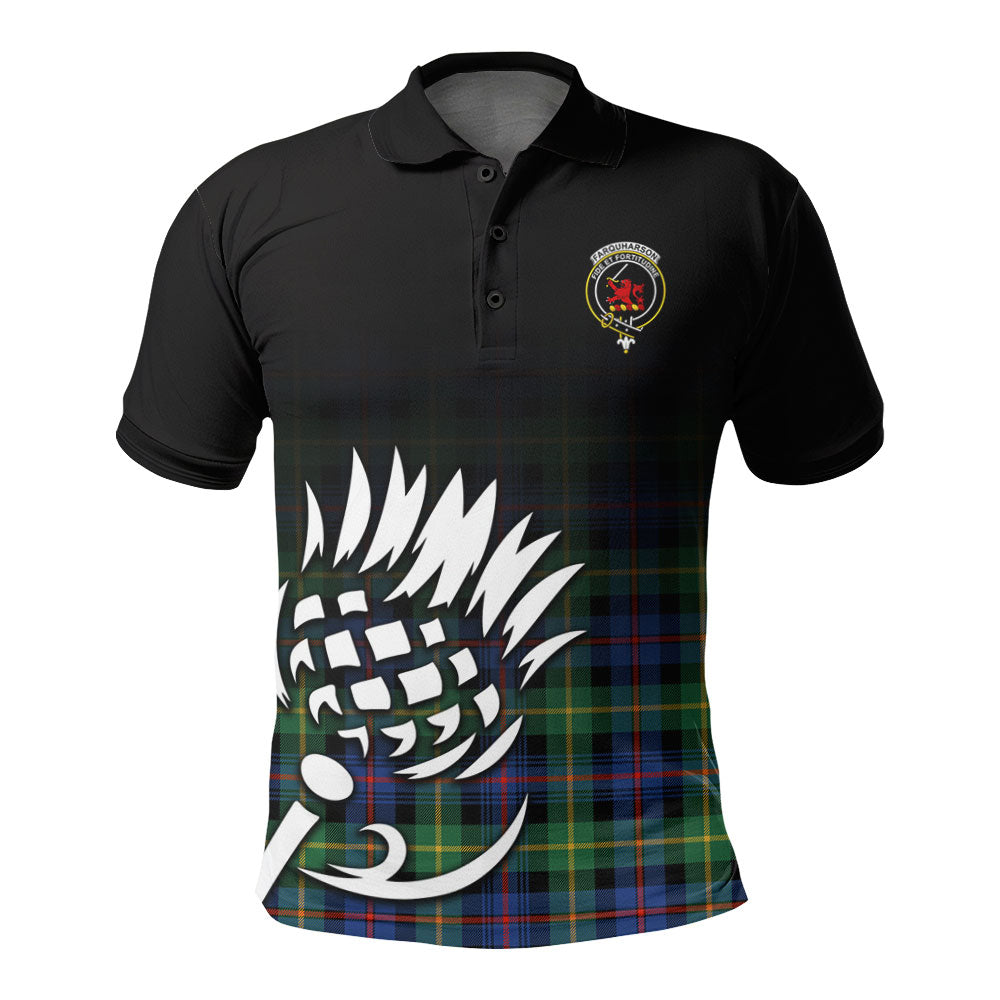 Farquharson Ancient Tartan Crest Polo Shirt - Thistle Black Style