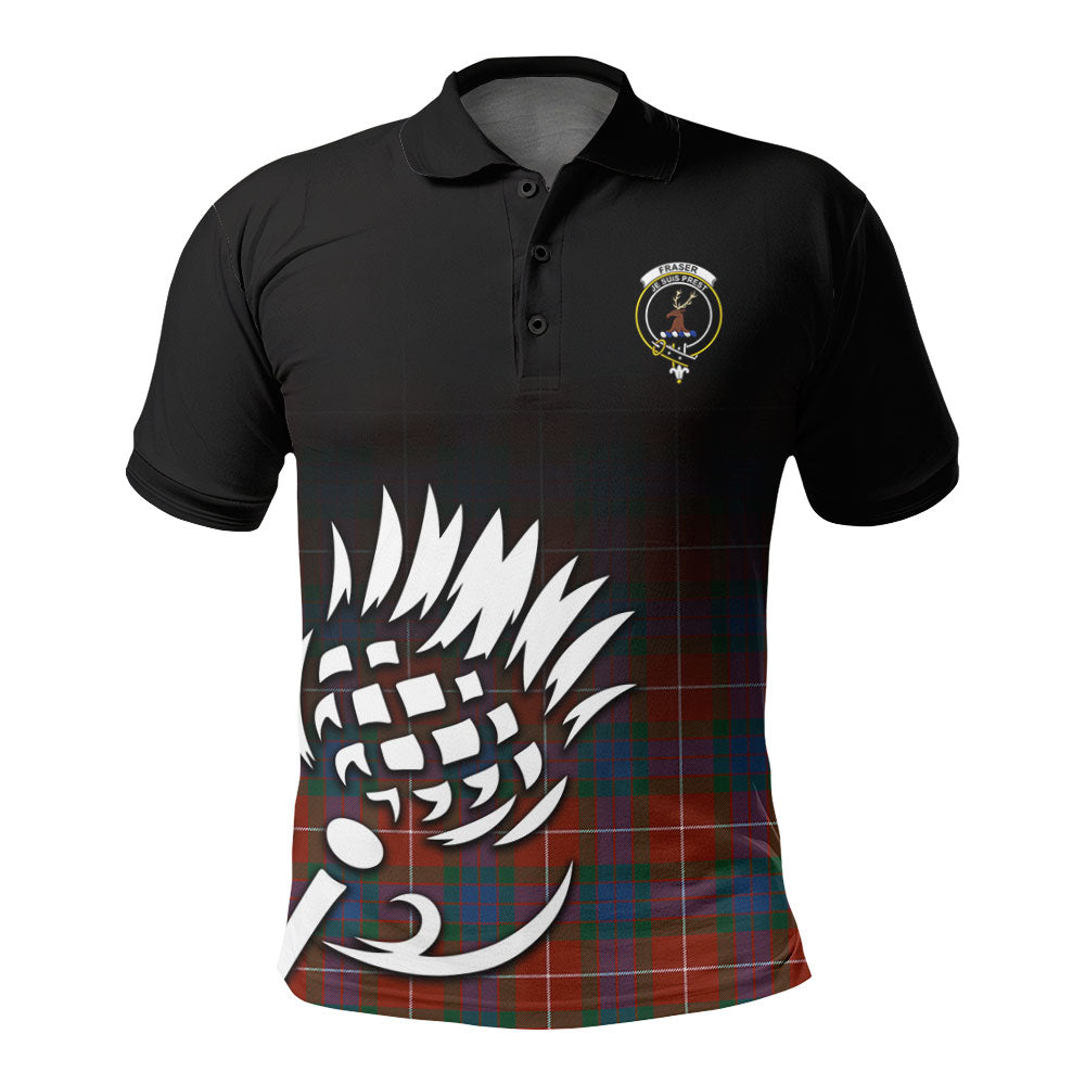 Fraser (of Lovat) Ancient Tartan Crest Polo Shirt - Thistle Black Style