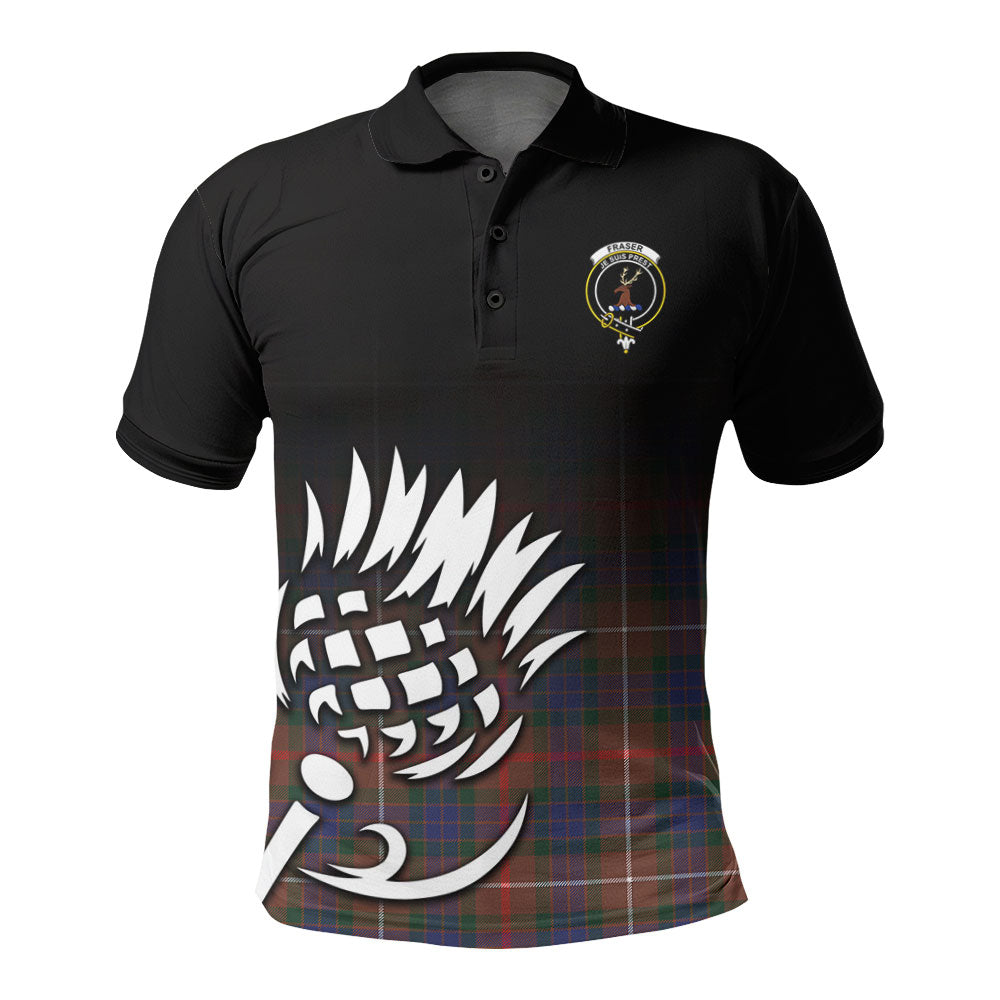 Fraser (of Lovat) Hunting Modern Tartan Crest Polo Shirt - Thistle Black Style