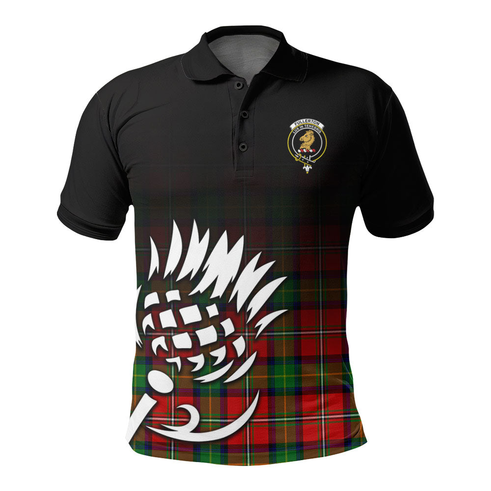 Fullerton Tartan Crest Polo Shirt - Thistle Black Style