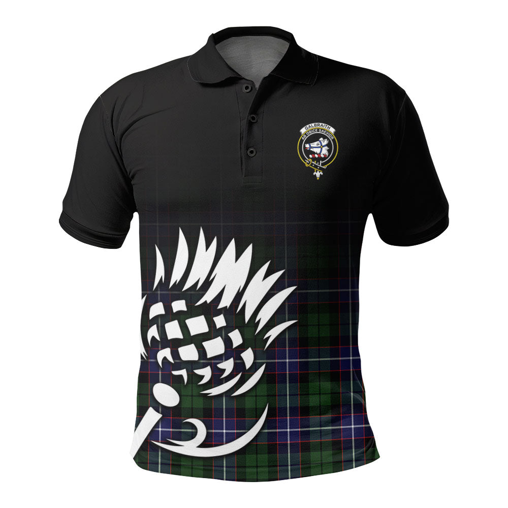 Galbraith Modern Tartan Crest Polo Shirt - Thistle Black Style