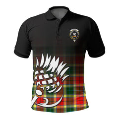 Gibson Tartan Crest Polo Shirt - Thistle Black Style