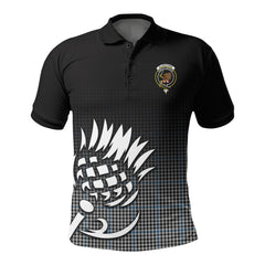 Gladstone Tartan Crest Polo Shirt - Thistle Black Style