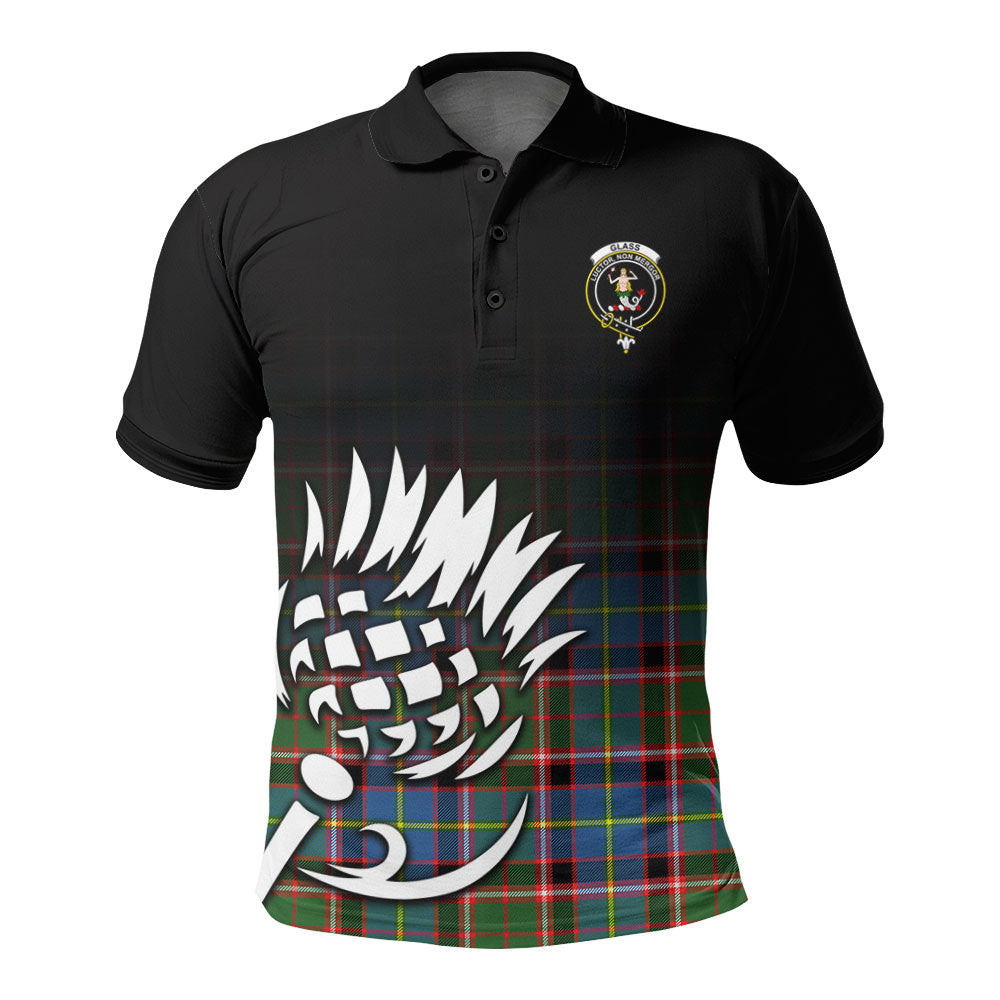 Glass Tartan Crest Polo Shirt - Thistle Black Style