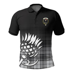 Glen Tartan Crest Polo Shirt - Thistle Black Style