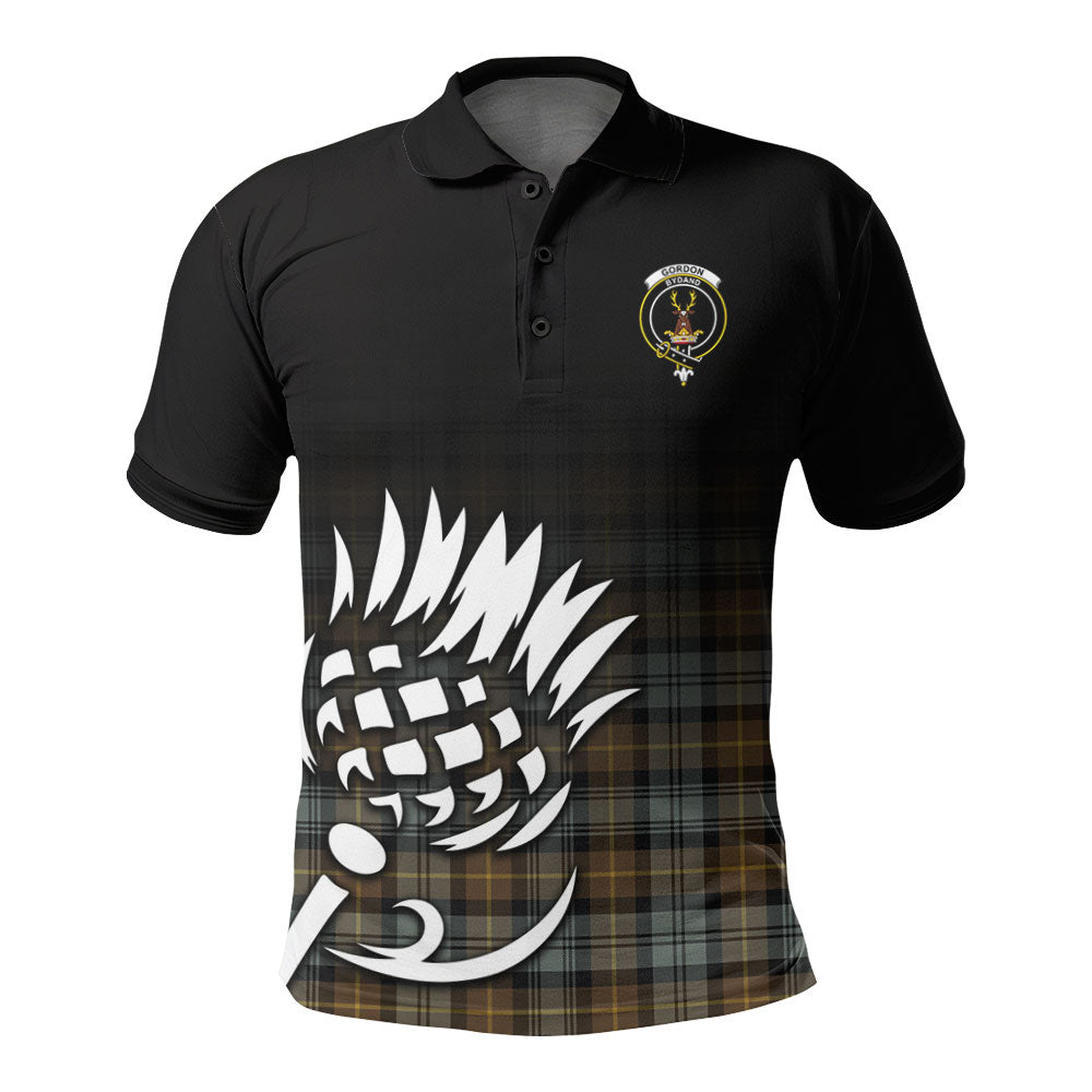 Gordon Weathered Tartan Crest Polo Shirt - Thistle Black Style