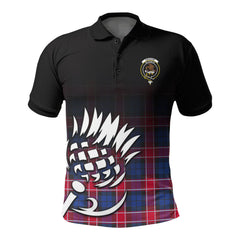 Graham of Menteith Red Tartan Crest Polo Shirt - Thistle Black Style