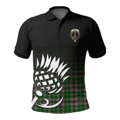 Gray Hunting Tartan Crest Polo Shirt - Thistle Black Style