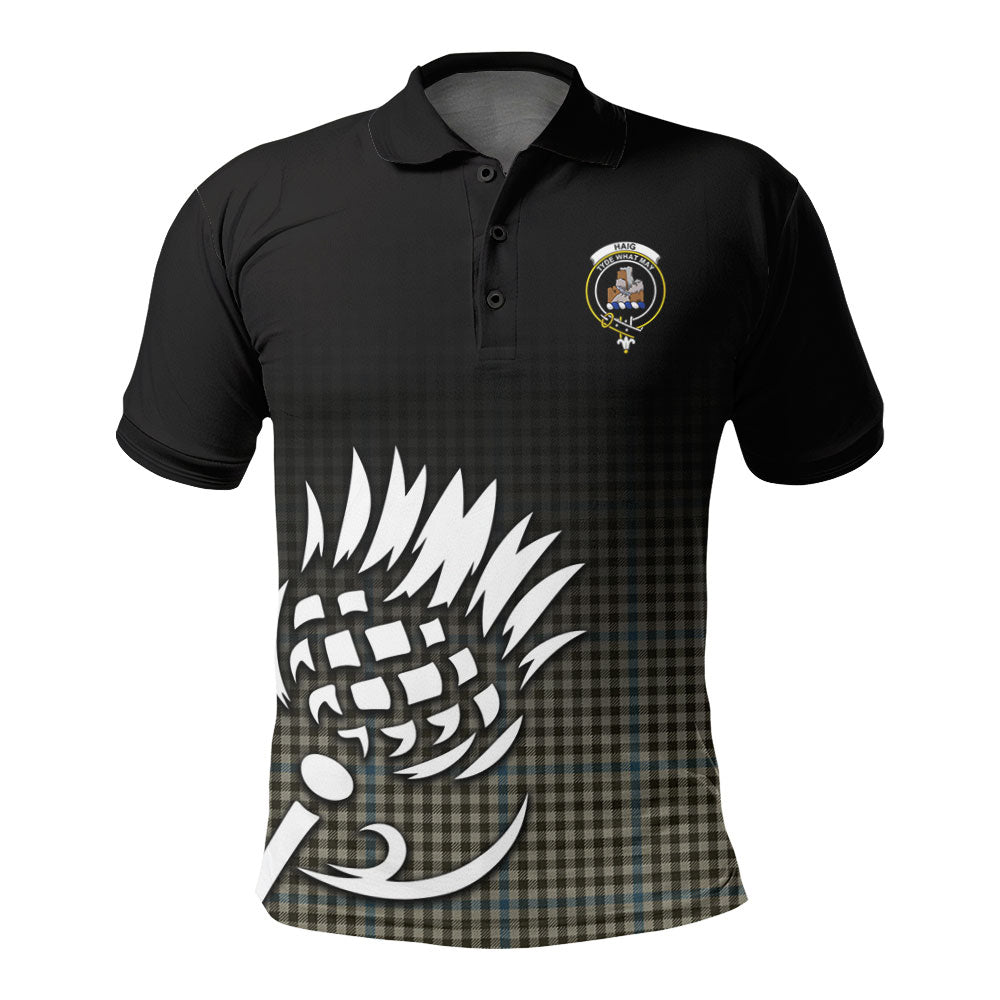 Haig Check Tartan Crest Polo Shirt - Thistle Black Style