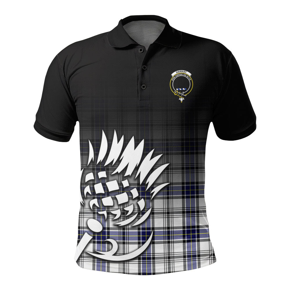 Hannay Modern Tartan Crest Polo Shirt - Thistle Black Style