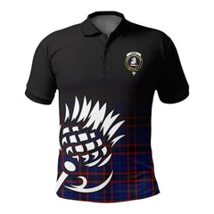 Home Modern Tartan Crest Polo Shirt - Thistle Black Style