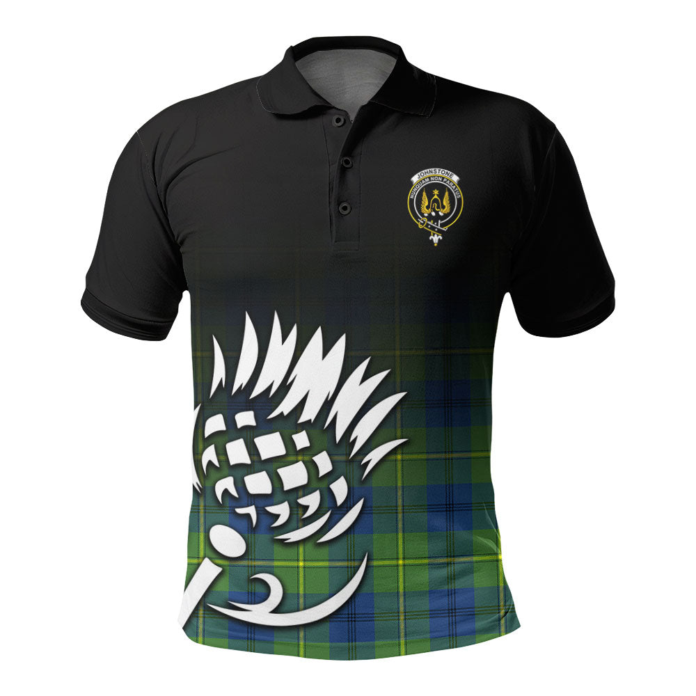 Johnstone Ancient Tartan Crest Polo Shirt - Thistle Black Style