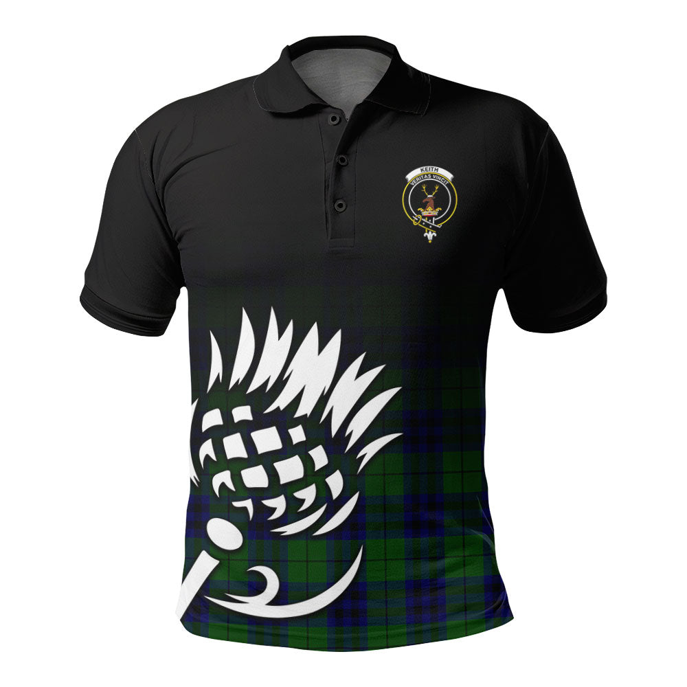 Keith Modern Tartan Crest Polo Shirt - Thistle Black Style