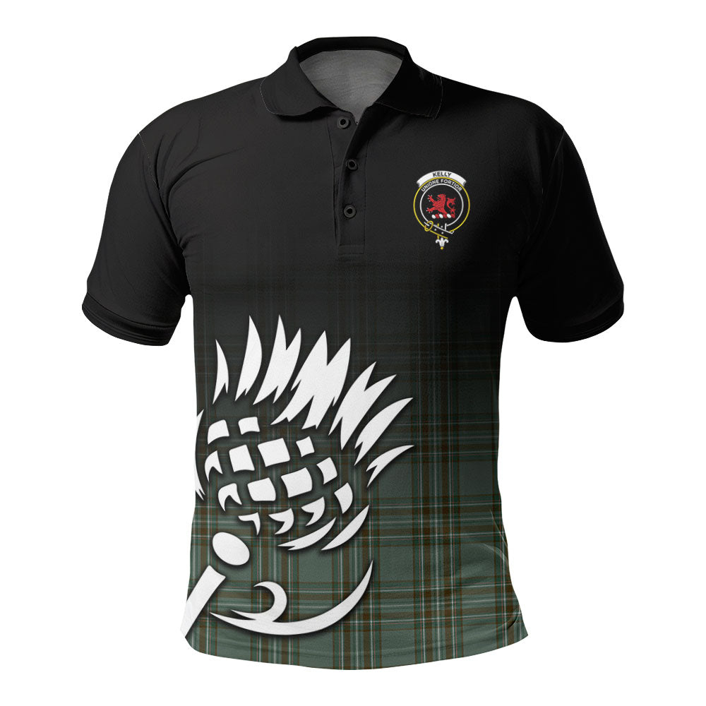 Kelly Dress Tartan Crest Polo Shirt - Thistle Black Style