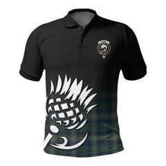 Kennedy Modern Tartan Crest Polo Shirt - Thistle Black Style