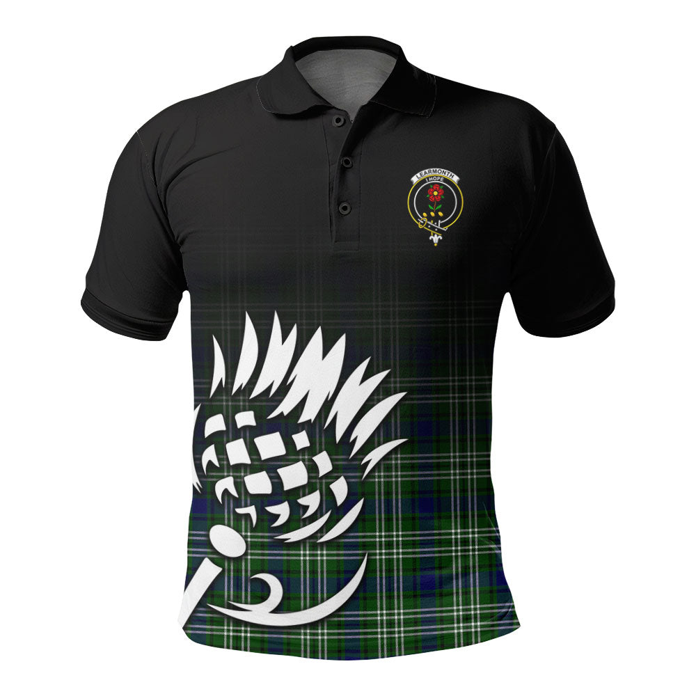 Learmonth Tartan Crest Polo Shirt - Thistle Black Style
